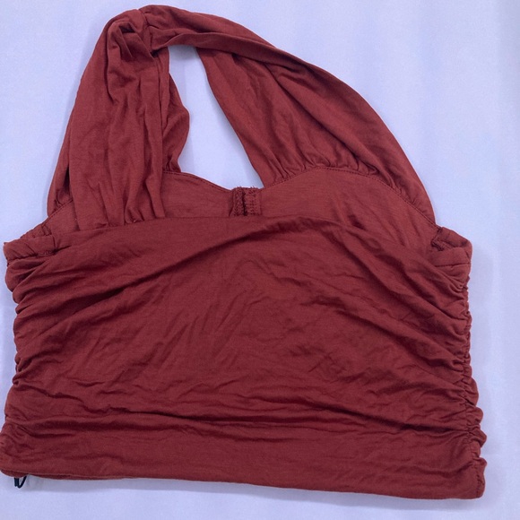 Cider Burgundy One Shoulder Crop Top - Picture 3 of 4
